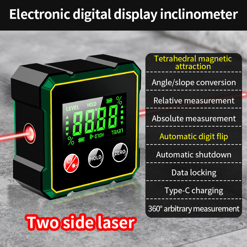 Magnetic Digital Angle Finder With Electronic Laser Gauge