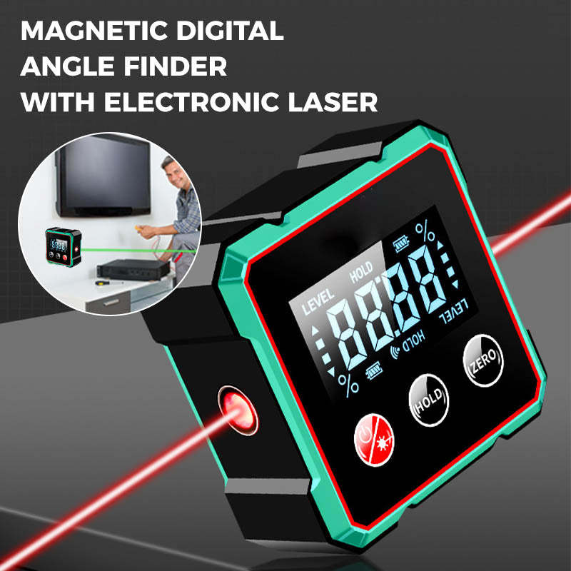 Magnetic Digital Angle Finder With Electronic Laser Gauge
