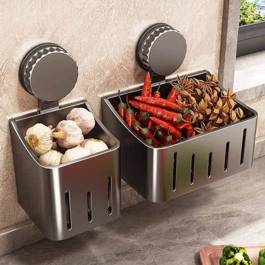 Storage Box Wall-mounted Suction Cup Storage Rack for Onion, Ginger And more..